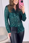 Women's Lapel Single-breasted Shiny Shirt