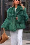 Women's Casual Lapel Solid Color Fur Coat