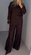 Women's Lapel Long Sleeve Sequin Fashion Suit