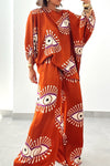 Women's Casual Eye Print Two Piece Pant Suit