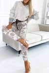 Women's Hooded Casual Sweater + Camouflage Pants Set