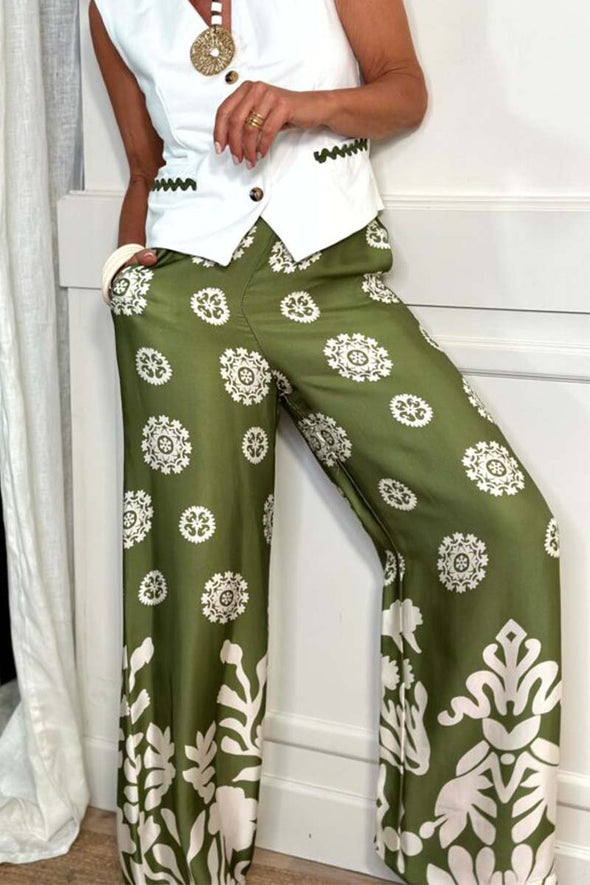 Women's casual printed loose trousers