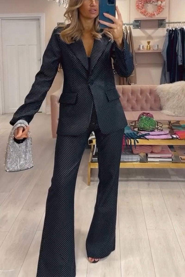 Women's Casual Lapel Polka Dot Suit Two Piece Suit