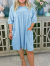 Women's Solid Color Loose Mid-sleeve Dress