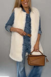 Women's Fashion Solid Color Faux Fur Sleeveless Winter Coat