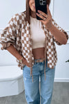 Women's Check Lace-Up Knit Cardigan