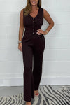 Women's Button Up Waistcoat & Wide Leg Co-Ord