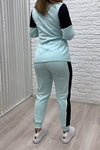 Women's Contrast Color Casual Drawstring Top and Pants Two-piece Set