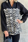 Leopard and Zebra Print Long-sleeve Zip Cardigan