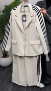 Women's Lapel Striped Casual Suit