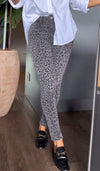 Women's Casual Buttoned Leopard Printed Jeans