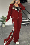 Women's casual leopard print patchwork suit