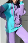 Women's Contrast Color Hooded Top & Pants Two-piece Set