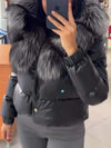 Women's Fur Patchwork Fashionable Short Cotton Coat