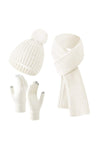 Knitted Hat, Double-layer Fleece Warm Wool Scarf, Gloves, Three-piece Set