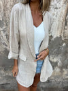 Women's Lapel Cotton and Linen Casual Tops Jacket