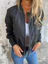 Round Neck Zippered Long Sleeve Jacket