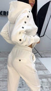 Women's Fall/winter Solid Color Hooded Pullover Hoodie Set