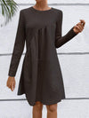 Women's Solid Color Round Neck Diamond Check Dress