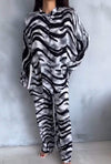 Women's Casual Loose Zebra Print Two-piece Suit