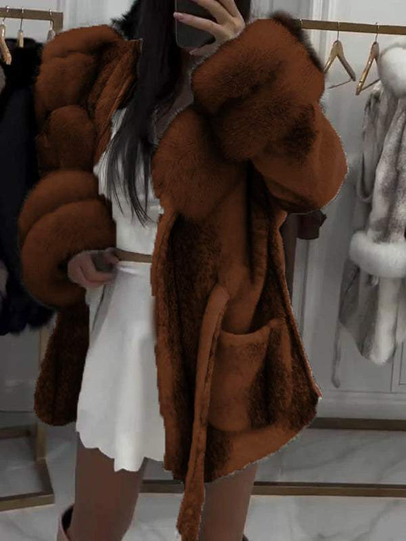 Women's Fur Lapel Fashion Coat