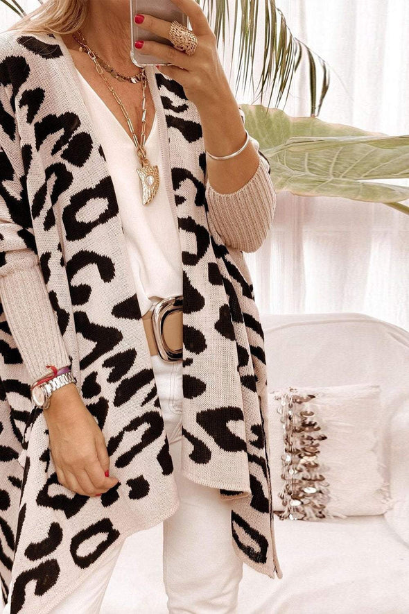 Women's Leopard Print Sweater Knitted Cardigan