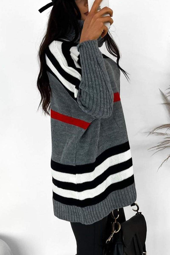 Casual Striped Long Sleeve Pullover Sweater