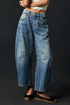 Fashion Casual Women's Loose Wide-leg Pants Mid-low Waist Washed Denim Trousers