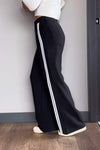 Women's Casual Buttoned Contrast Color Loose Straight Pants