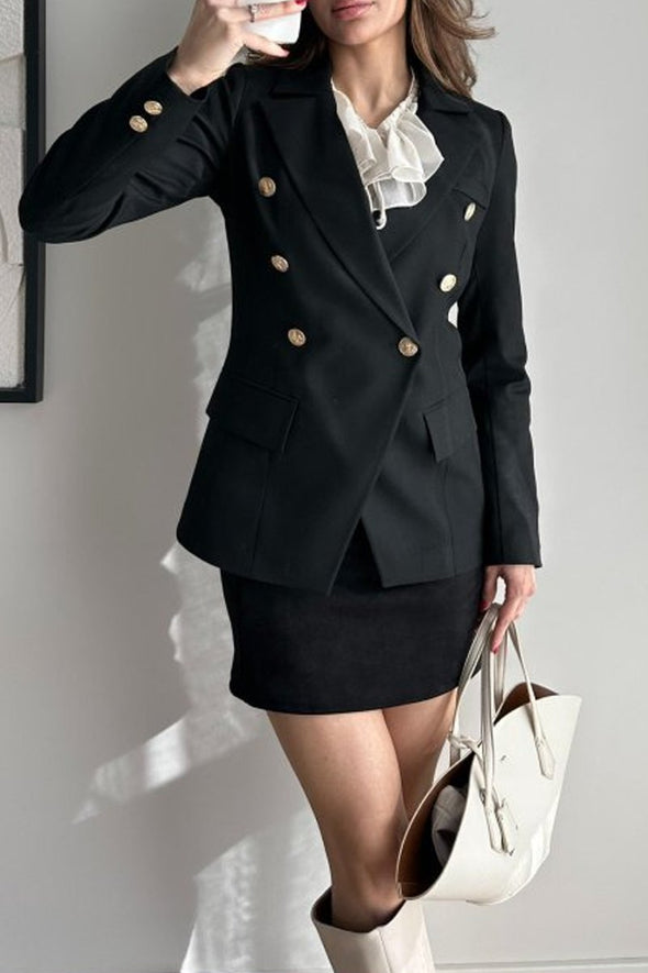 Women's Fashion Solid Color Lapel Asymmetric Placket Suit Jacket