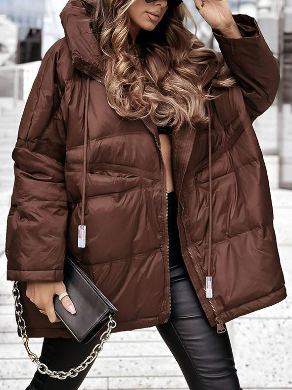 Women's Winter Multi-color All-in-one Hooded Solid Color Quilted Jacket