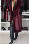 Women's Lapel Faux Fur Coat Long Vest Coat