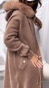 Women's Winter Solid Color Zip-up Hooded Warm Coat