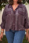 Women's Casual Sequin Solid Color Shirt