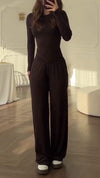 Women's Round Neck All-match Solid Color Comfortable Casual Suit