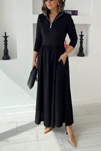 Women's Casual Half-zip Long-sleeved Dress