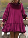 Women's Round Neck Velvet Lantern Sleeve Loose Dress