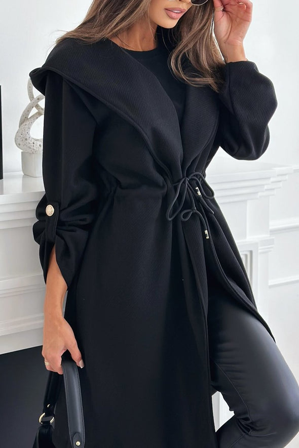 Women's Casual Solid Color Hooded Coat