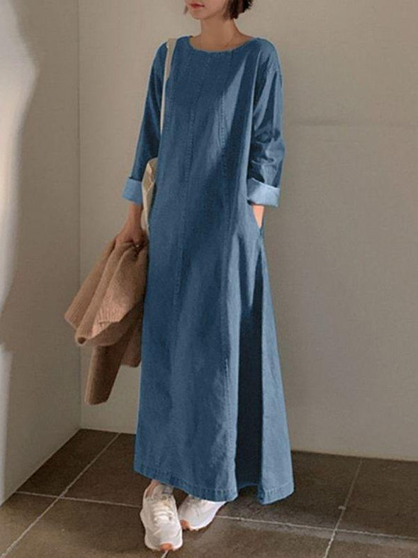 Women's Casual Long Sleeve Denim Dress