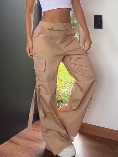 Women's solid color casual work trousers