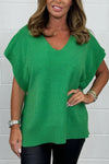 Women's Soft Knit Button Batwing V-Neck Jumper