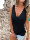 Women's V-neck Cross-side Button Casual Vest