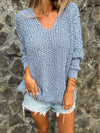 Knitted V-neck Long-sleeved Top