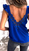 Women's V-neck Flying Sleeve Lace Splicing Casual Vest