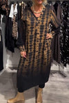 Women's Spring/fall Leopard Print V-neck Loose Casual Dress