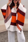 Women's Casual Stripe Poncho Jacket