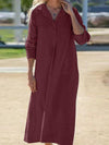 Women's Cotton Lapel Long Sleeve Long Shirt Dress