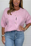 Women's Super Soft Chunky Knit Gold Button Cardigan