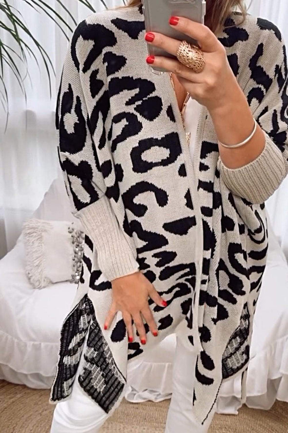 Women's Leopard Print Sweater Knitted Cardigan