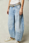 Fashion Casual Women's Loose Wide-leg Pants Mid-low Waist Washed Denim Trousers